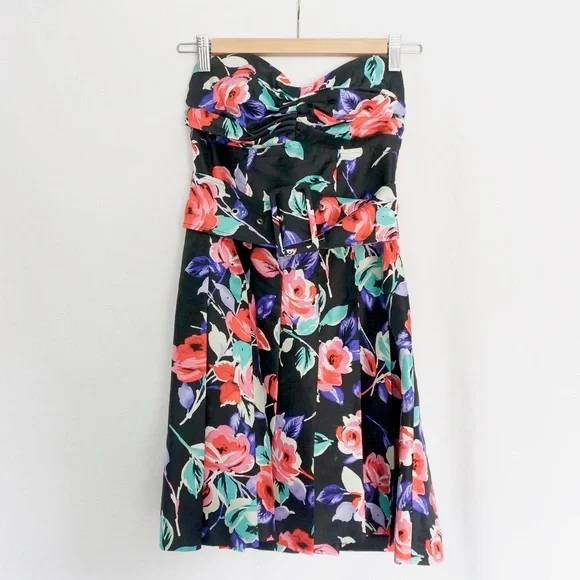 Express Floral Strapless Dress - Picture 1 of 5
